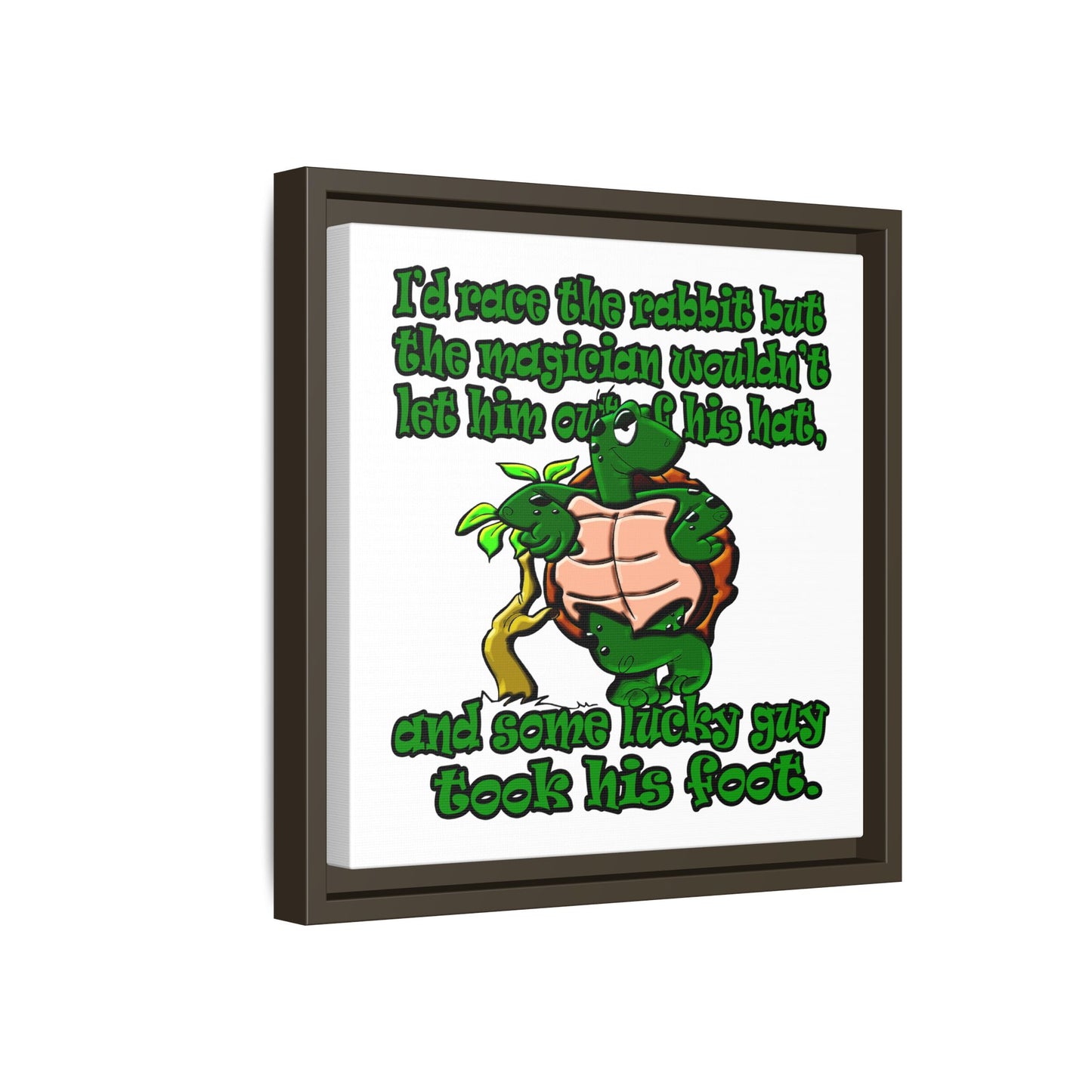 turtle race - framed canvas art (white)