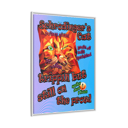 schrodinger's cat - framed canvas art (light blue-purple wave)