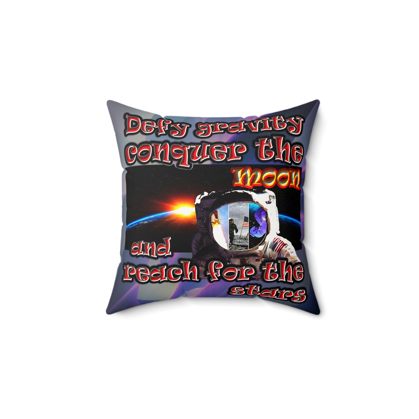 defy conquer reach - Faux Suede Square Pillow - (grey-pink wave)