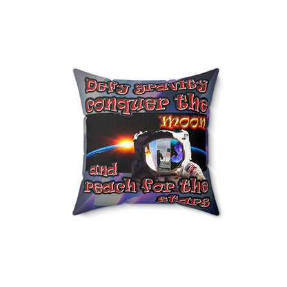 defy conquer reach - Faux Suede Square Pillow - (grey-pink wave)