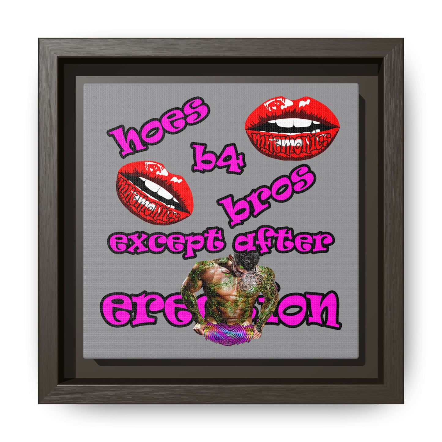 hoes b4 bros - framed canvas art (grey)