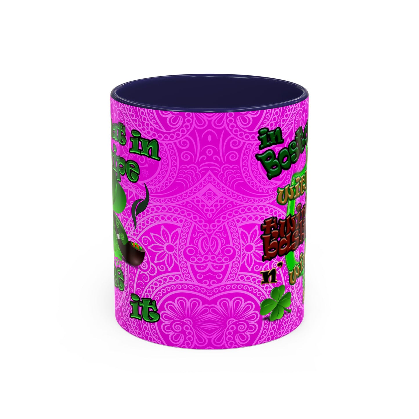 celtics logo - Accent Mug (pink swirl)