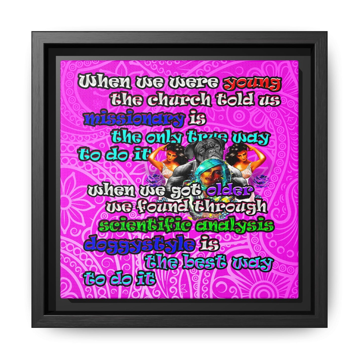 doggystyle - framed canvas art (pink swirl)