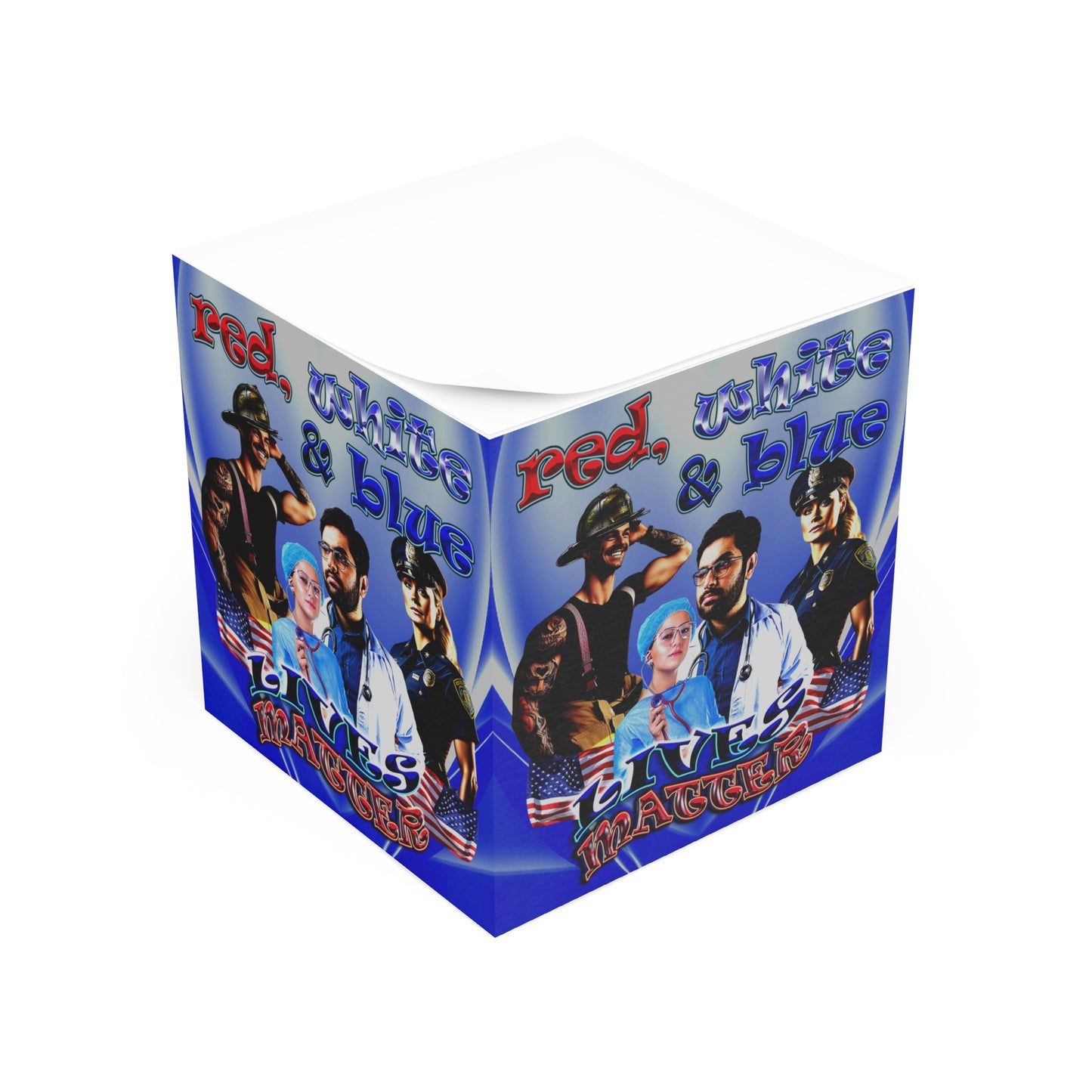 rw&b lives matter - note cube (blue-white wave)