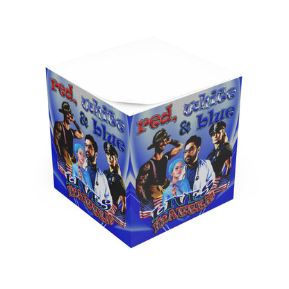 rw&b lives matter - note cube (blue-white wave)