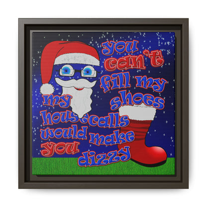 santa's shoes - framed canvas art ('snoops' background)