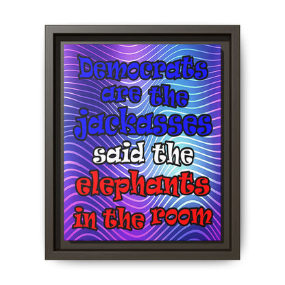 donkeys and elephants - framed canvas art (purple wave)