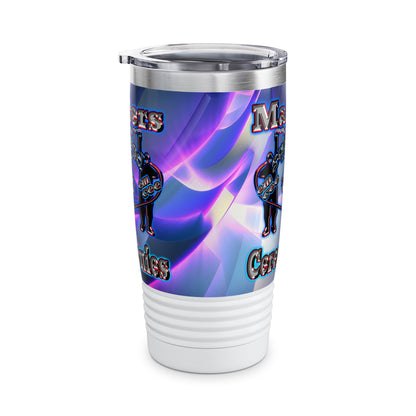 em cee squared - Ringneck Tumbler, 20oz (grey-pink wave)