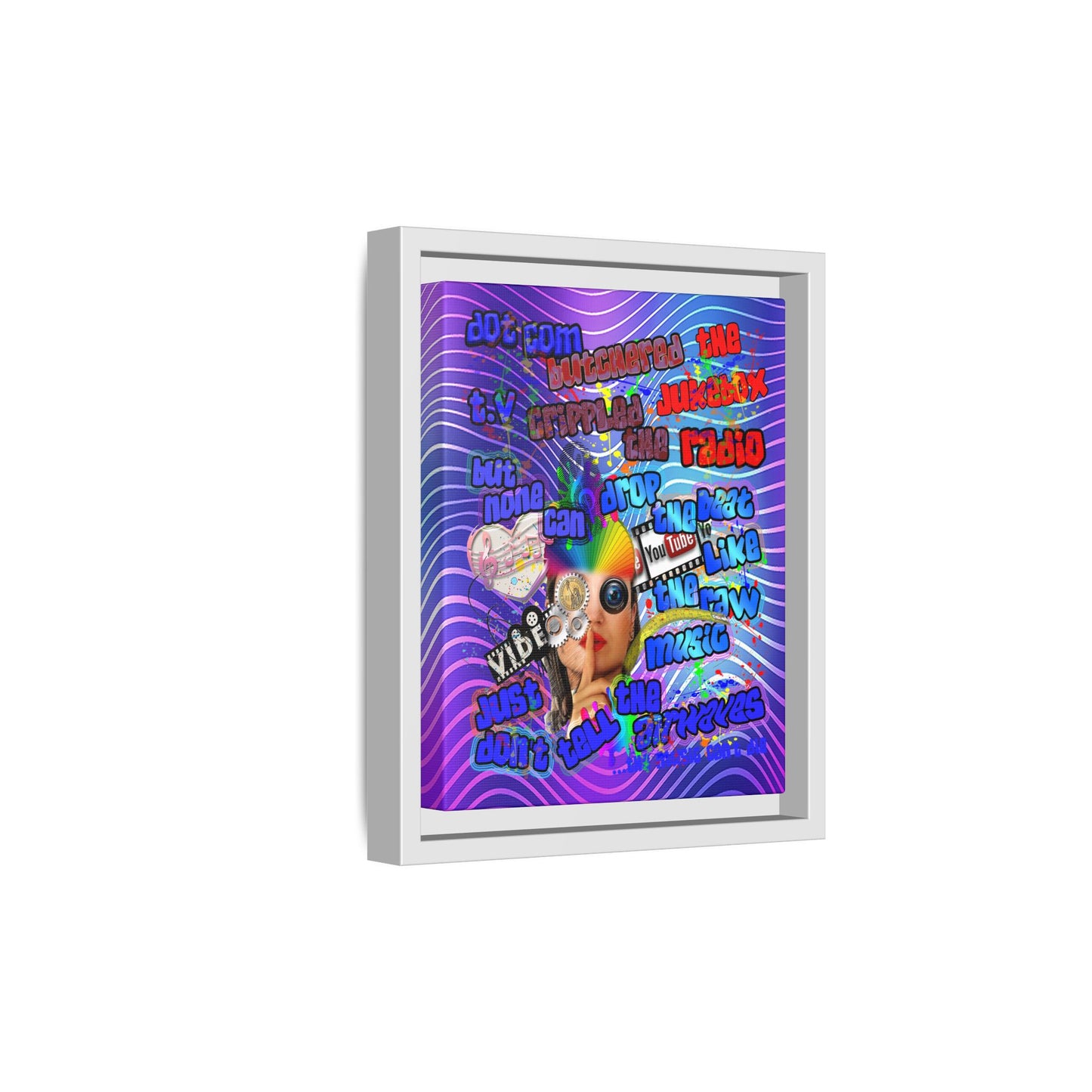 drop the beat - framed canvas art (purple wave)