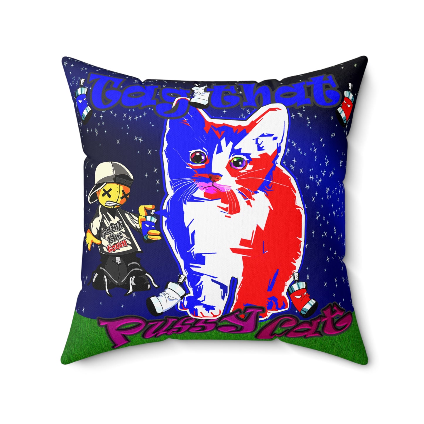 tag that - Spun Polyester Square Pillow - ('snoops' background)