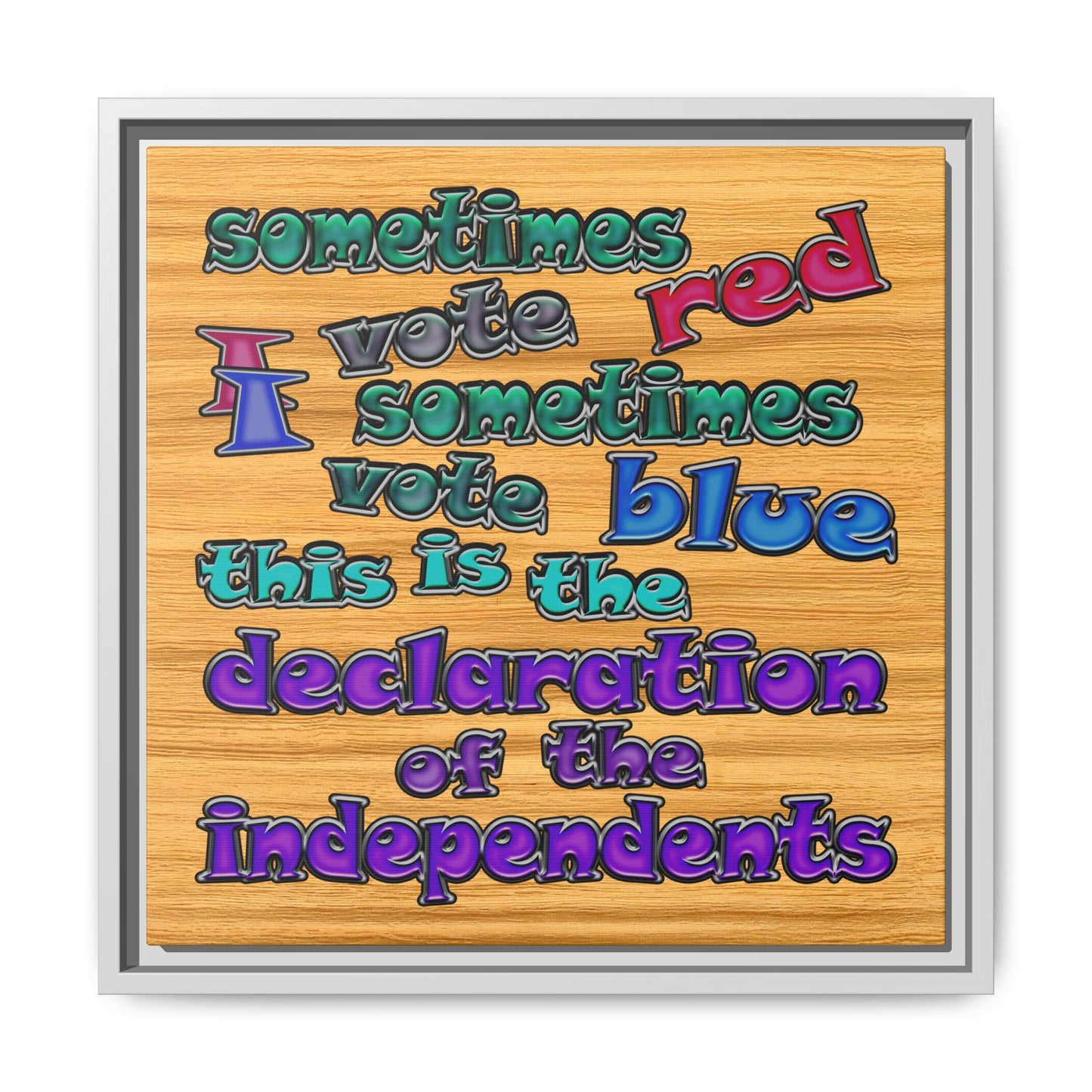 declaration of the independents - framed canvas art (butterscotch wood finish)