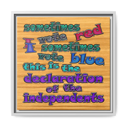 declaration of the independents - framed canvas art (butterscotch wood finish)