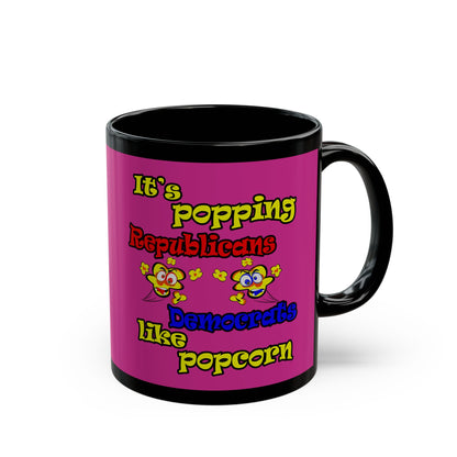 popping like popcorn - Black Mug (pink)