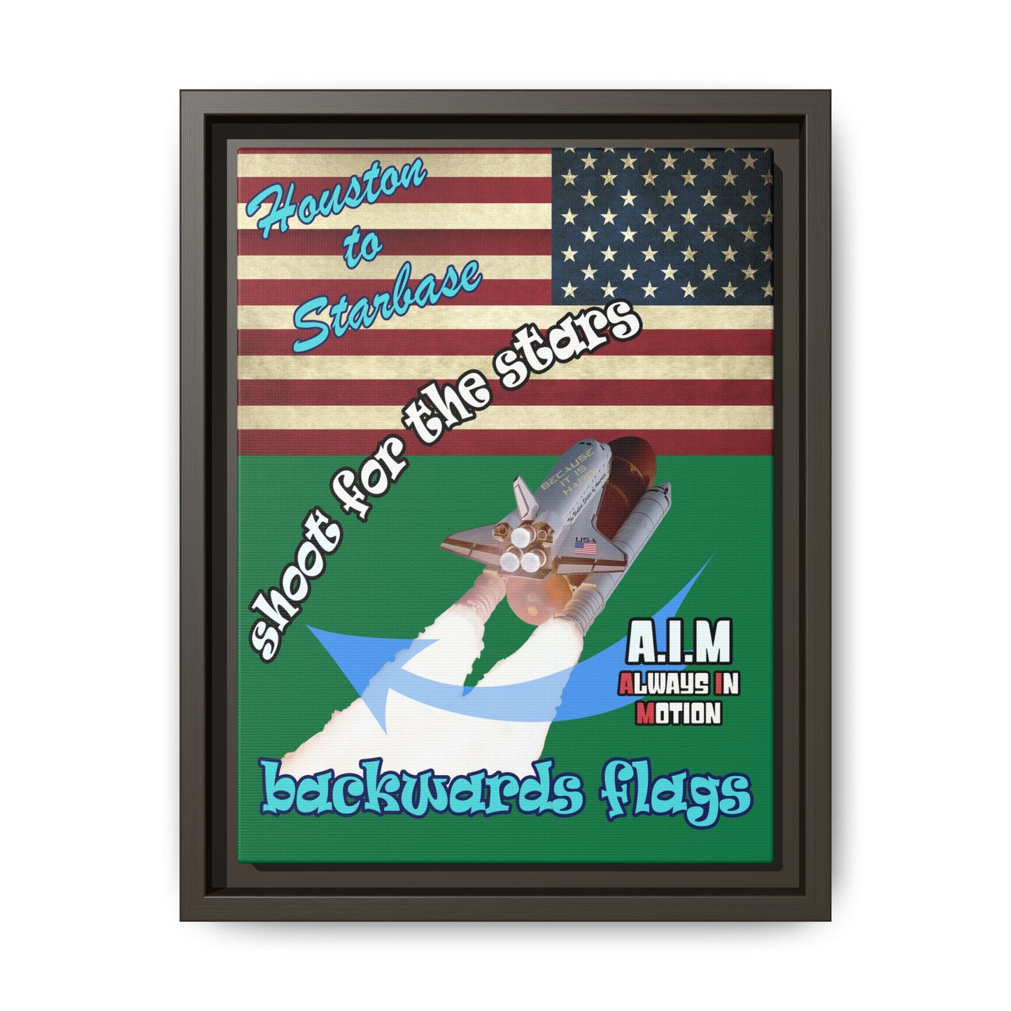 shoot for the stars - framed canvas art (dark green)