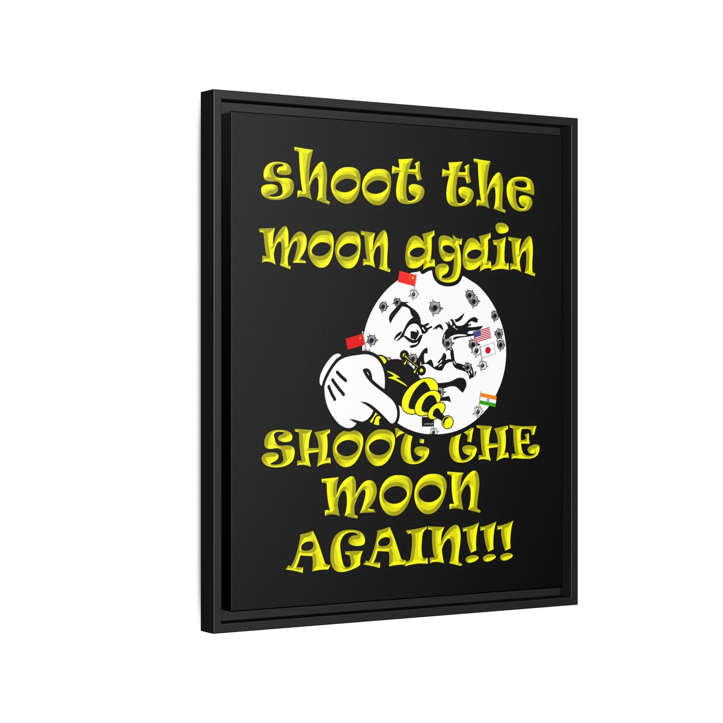 shoot the moon again - framed canvas art (black)