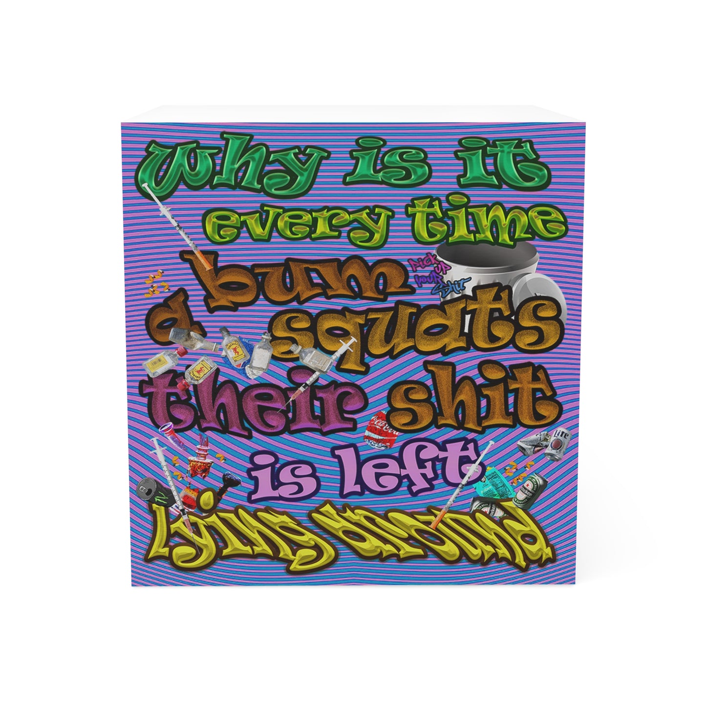 the bum's shit - note cube (light blue-purple wave)