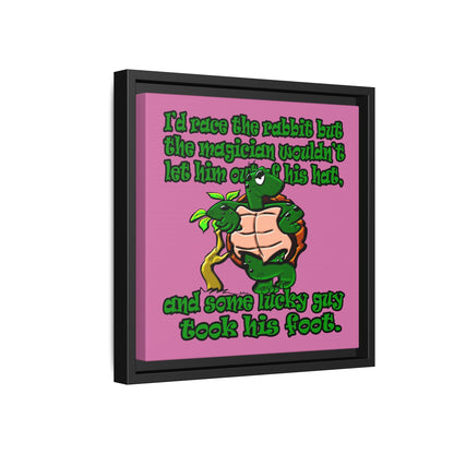 turtle race - framed canvas art (light pink)