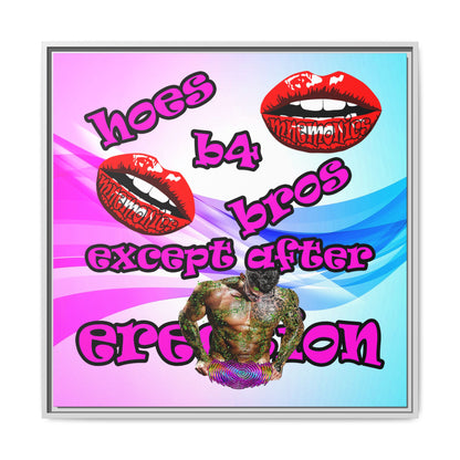 hoes b4 bros - framed canvas art (light blue-pink wave)