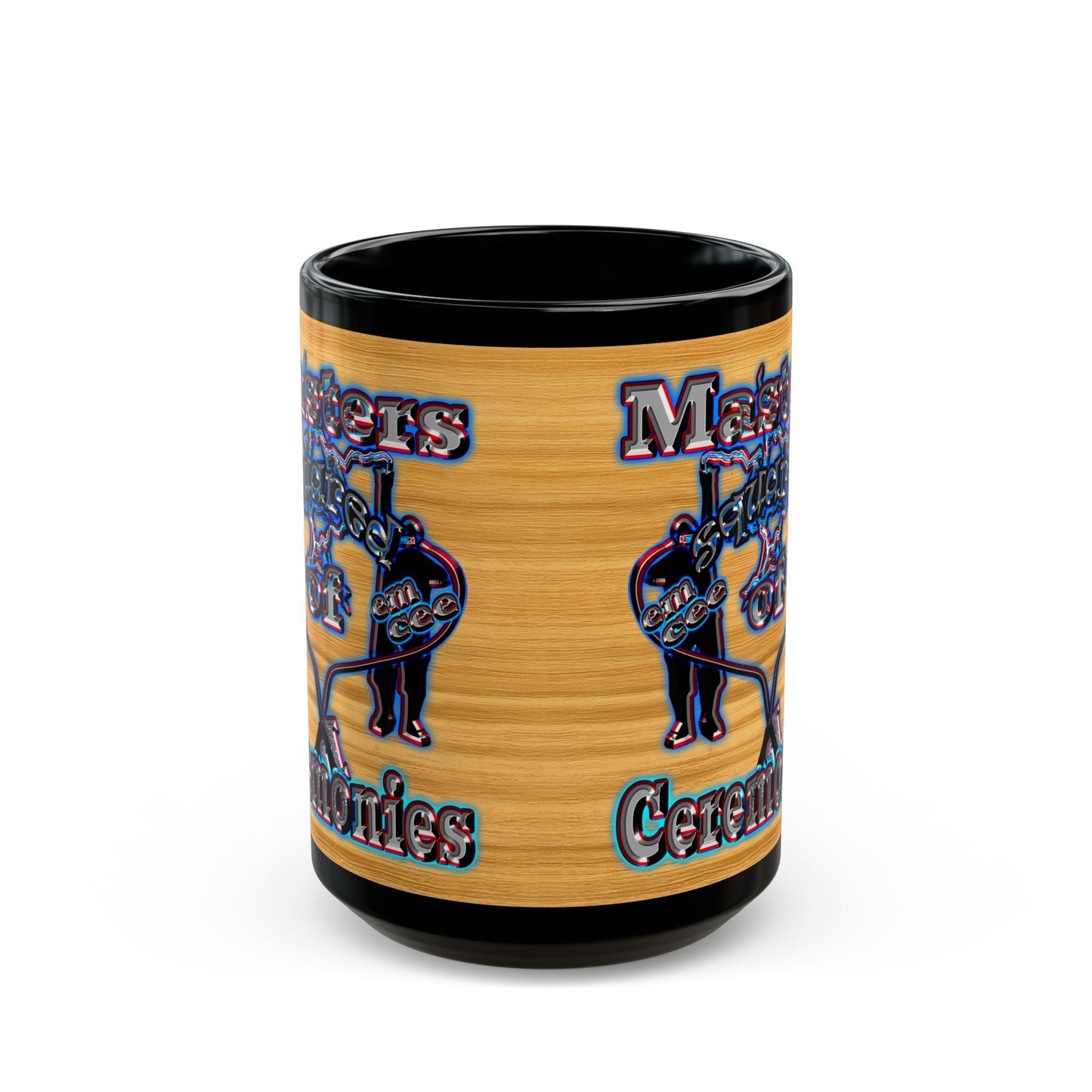 em cee squared - Black Mug (butterscotch wood finish)