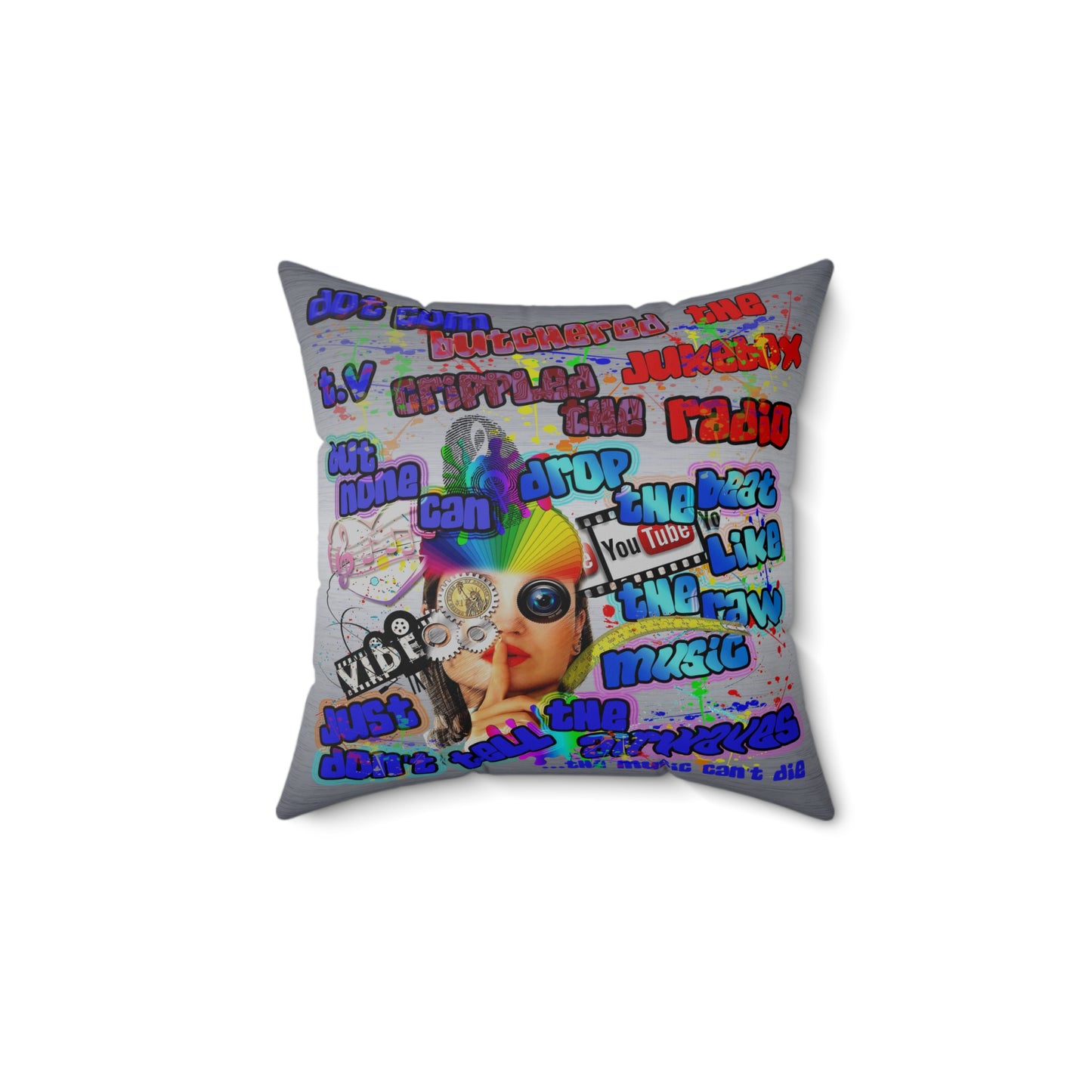 drop the beat - Spun Polyester Square Pillow - (brushed nickel)