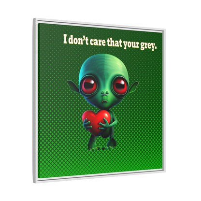 I don't care that your grey - framed canvas art (logo green)