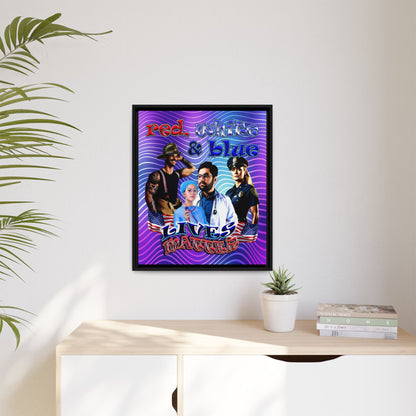 rw&b lives matter - framed canvas art (purple wave)