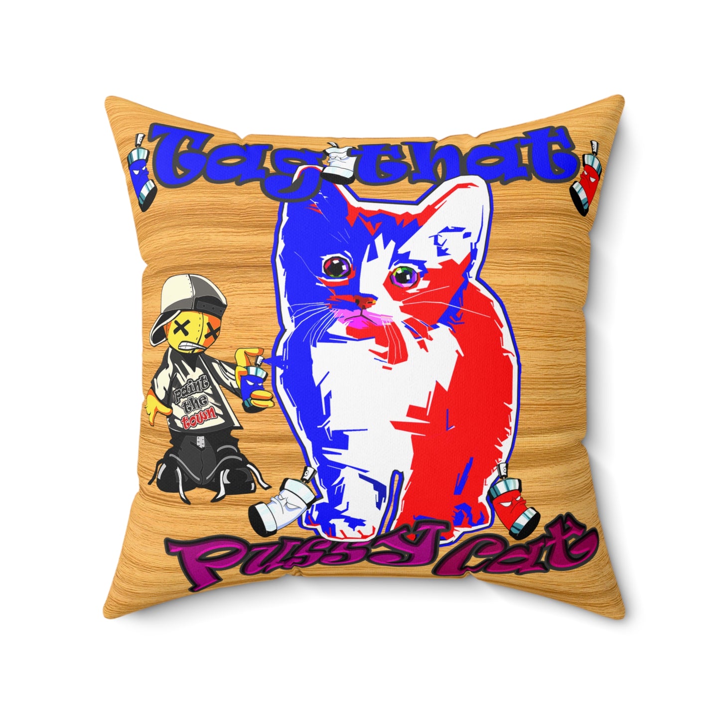 tag that - Spun Polyester Square Pillow - (butterscotch wood finish)