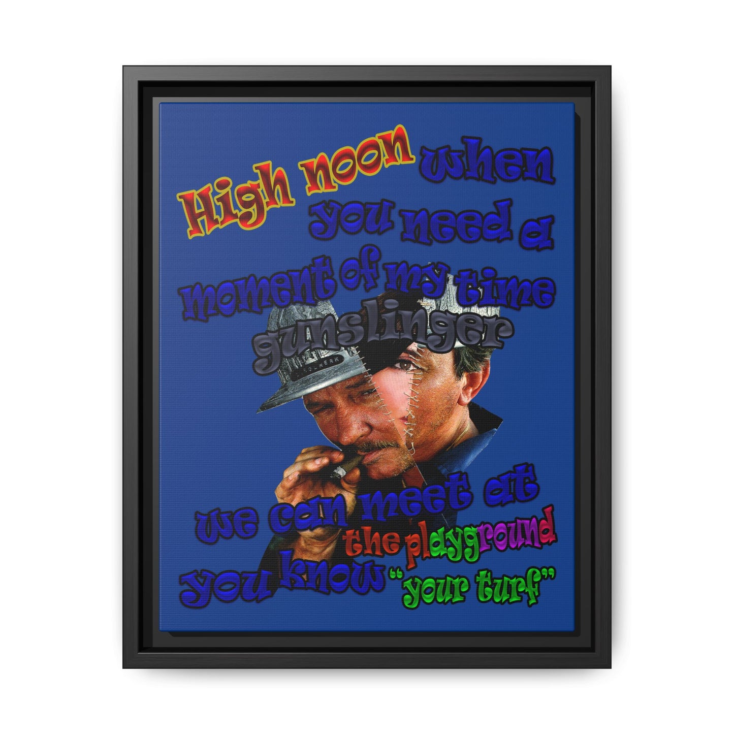 high noon - framed canvas art (dark blue)