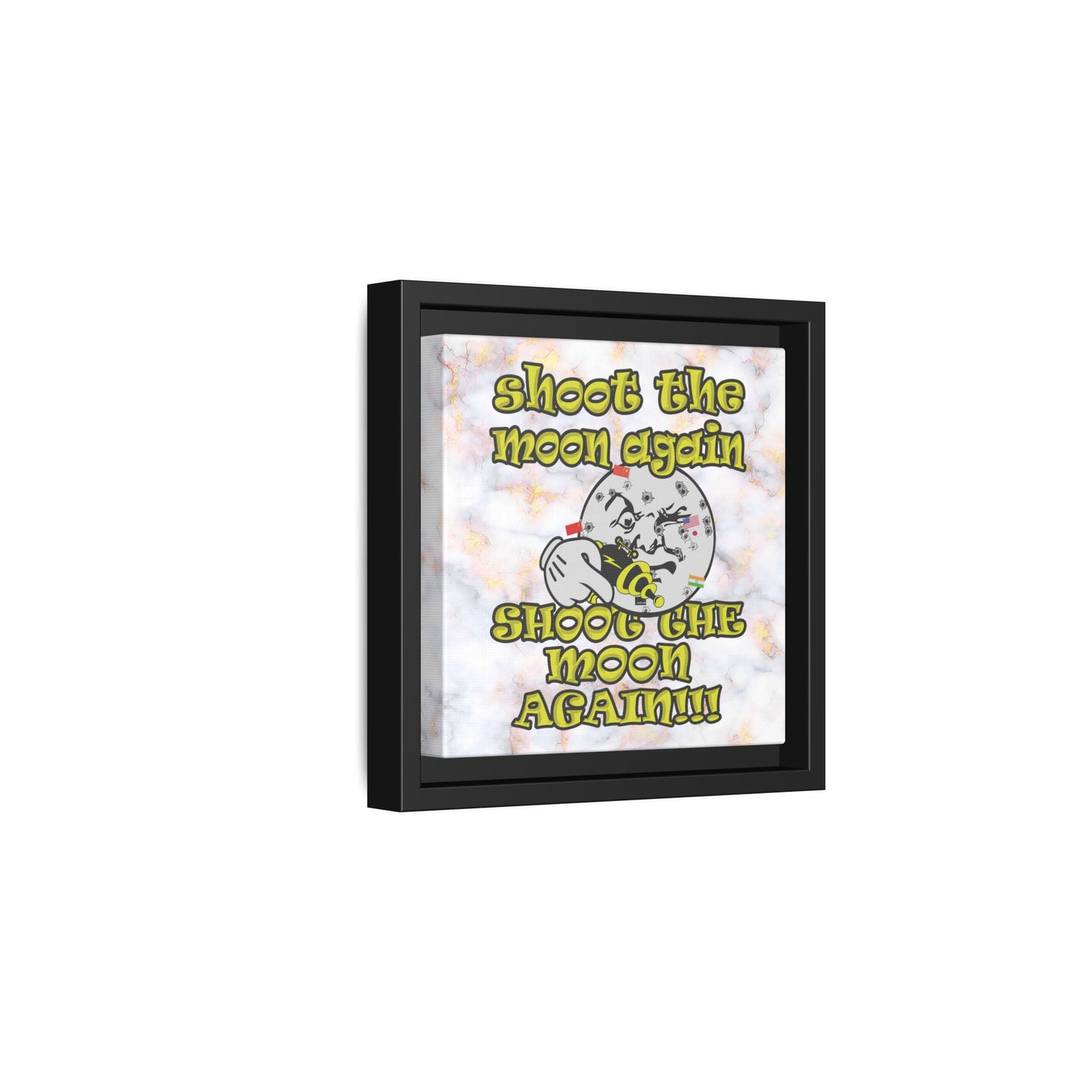 shoot the moon again - framed canvas art (white marble)