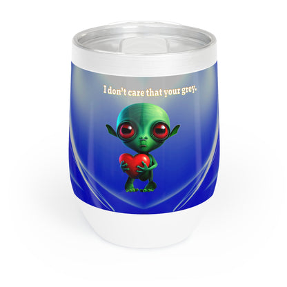 I don't care that your grey - Chill Wine Tumbler (blue-white wave)