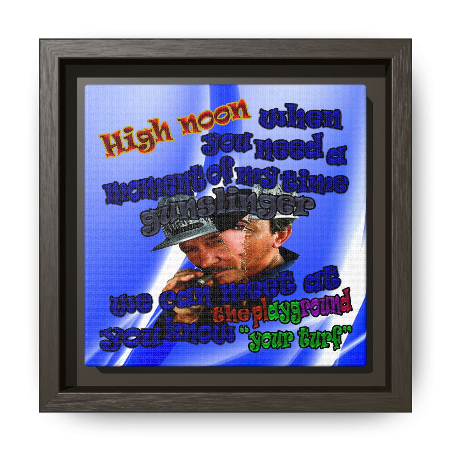 high noon - framed canvas art (blue-white wave)