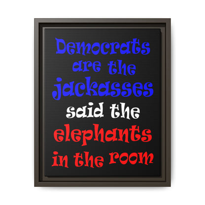 donkeys and elephants - framed canvas art (black)