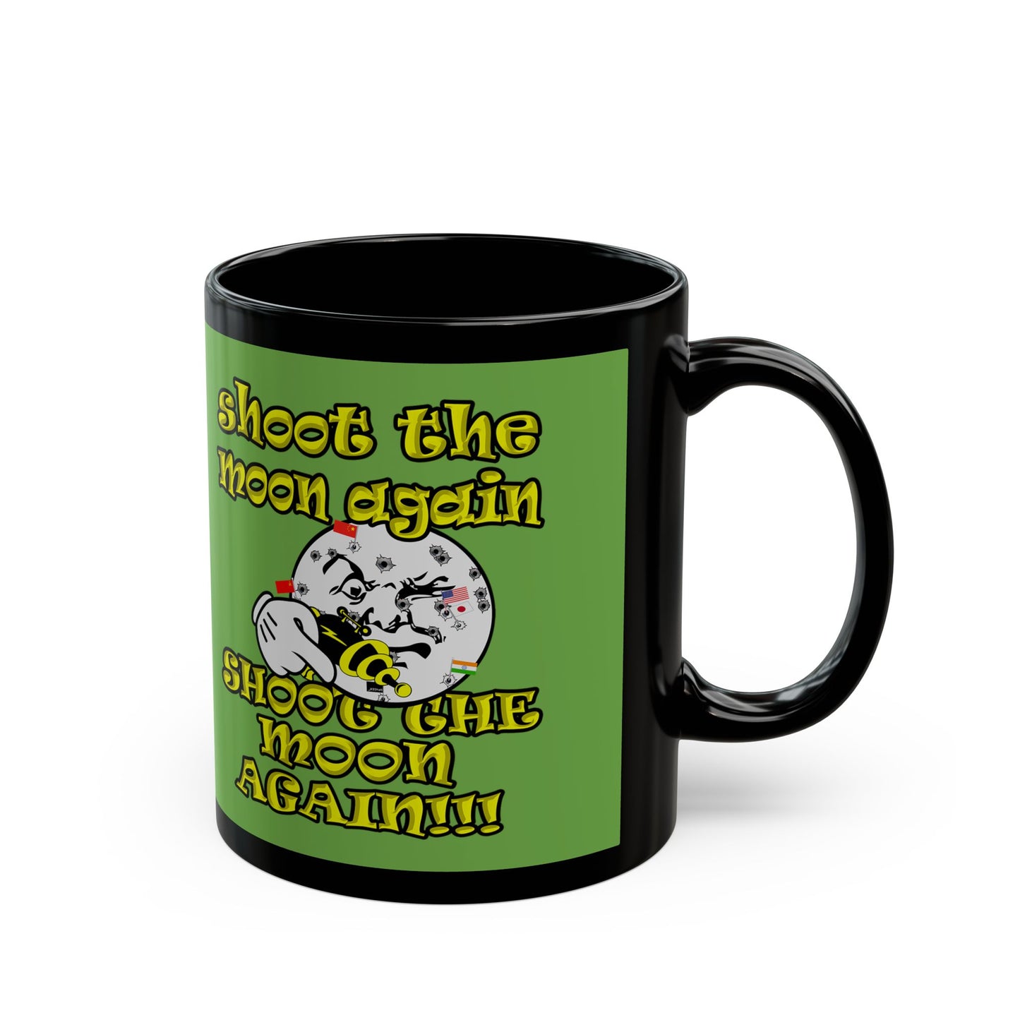 shoot the moon again - Black Mug (green)