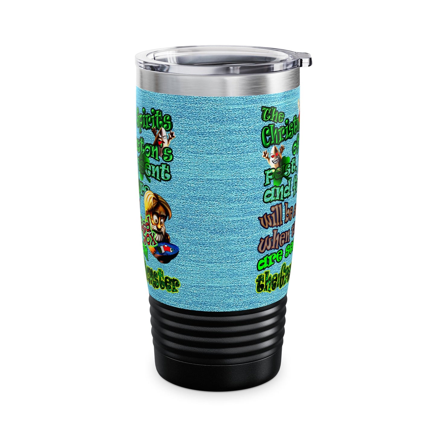 christmas spirits of boston - Ringneck Tumbler, 20oz (faded blue)