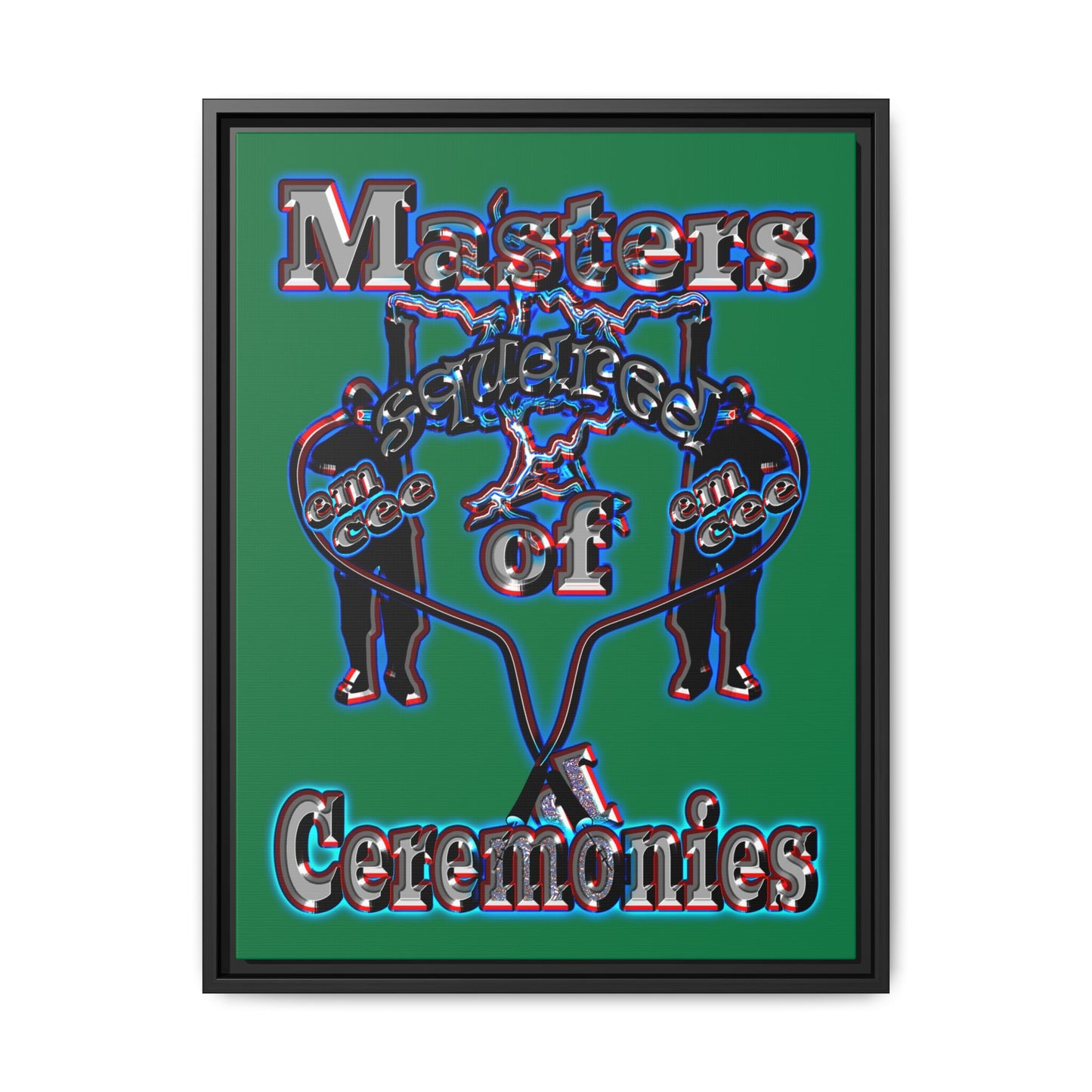 em cee squared - framed canvas art (dark green)