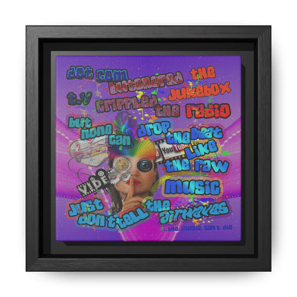 drop the beat - framed canvas art (purple-pink wave)
