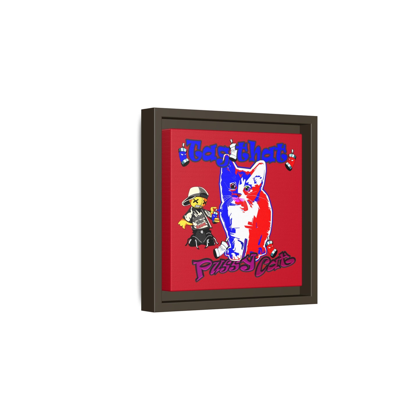 tag that - framed canvas art (dark red)