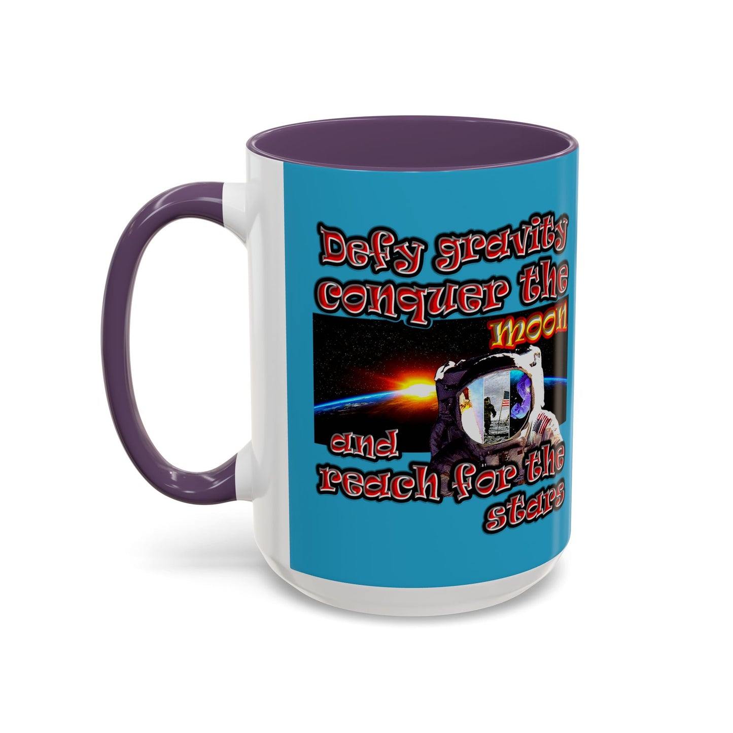 defy conquer reach - Accent Mug (turquoise)