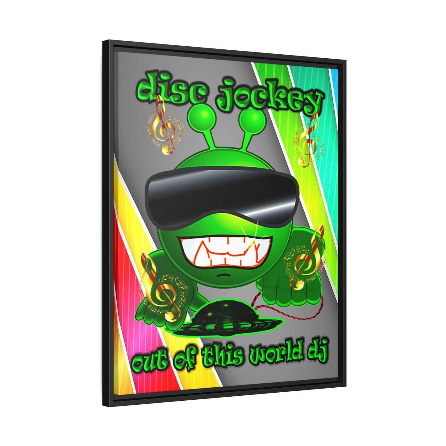 disc jockey - framed canvas art (rainbow split)