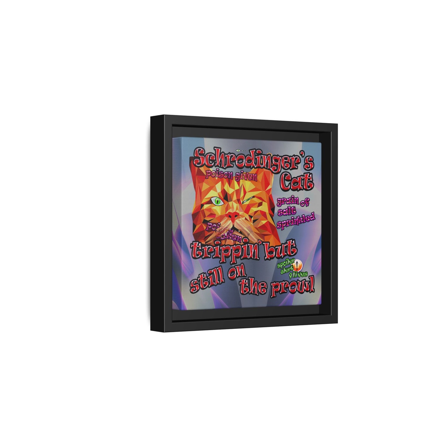 schrodinger's cat - framed canvas art (grey-pink wave)