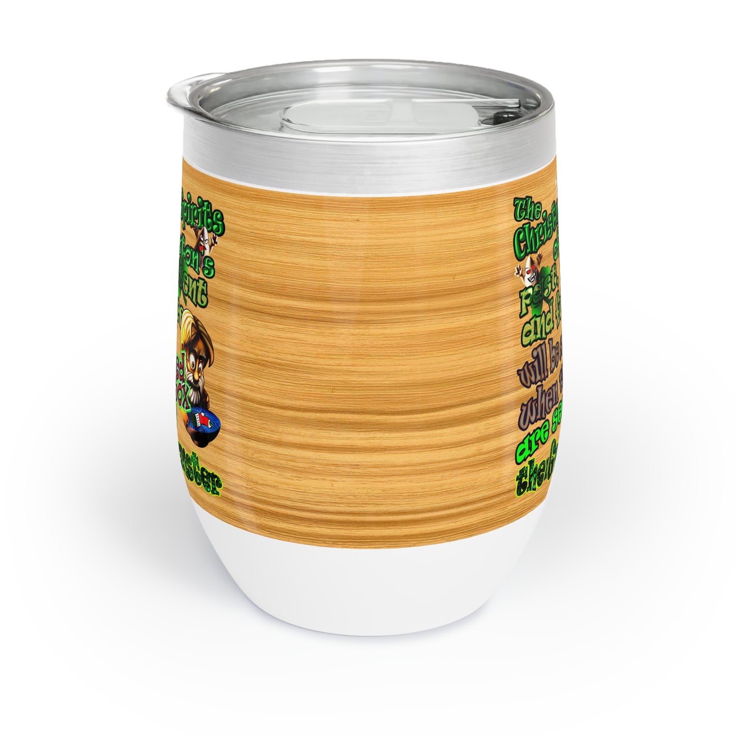 christmas spirits of boston - Chill Wine Tumbler (butterscotch wood finish)