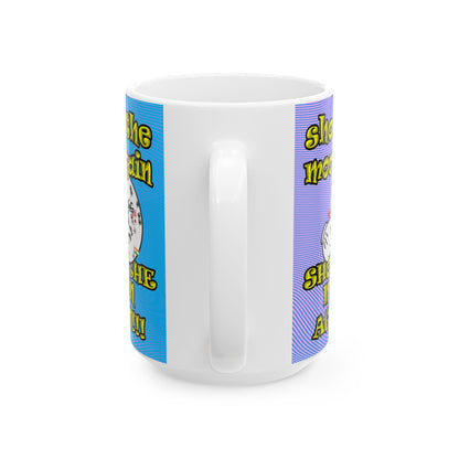 shoot the moon again - White Mug (light blue-purple wave)