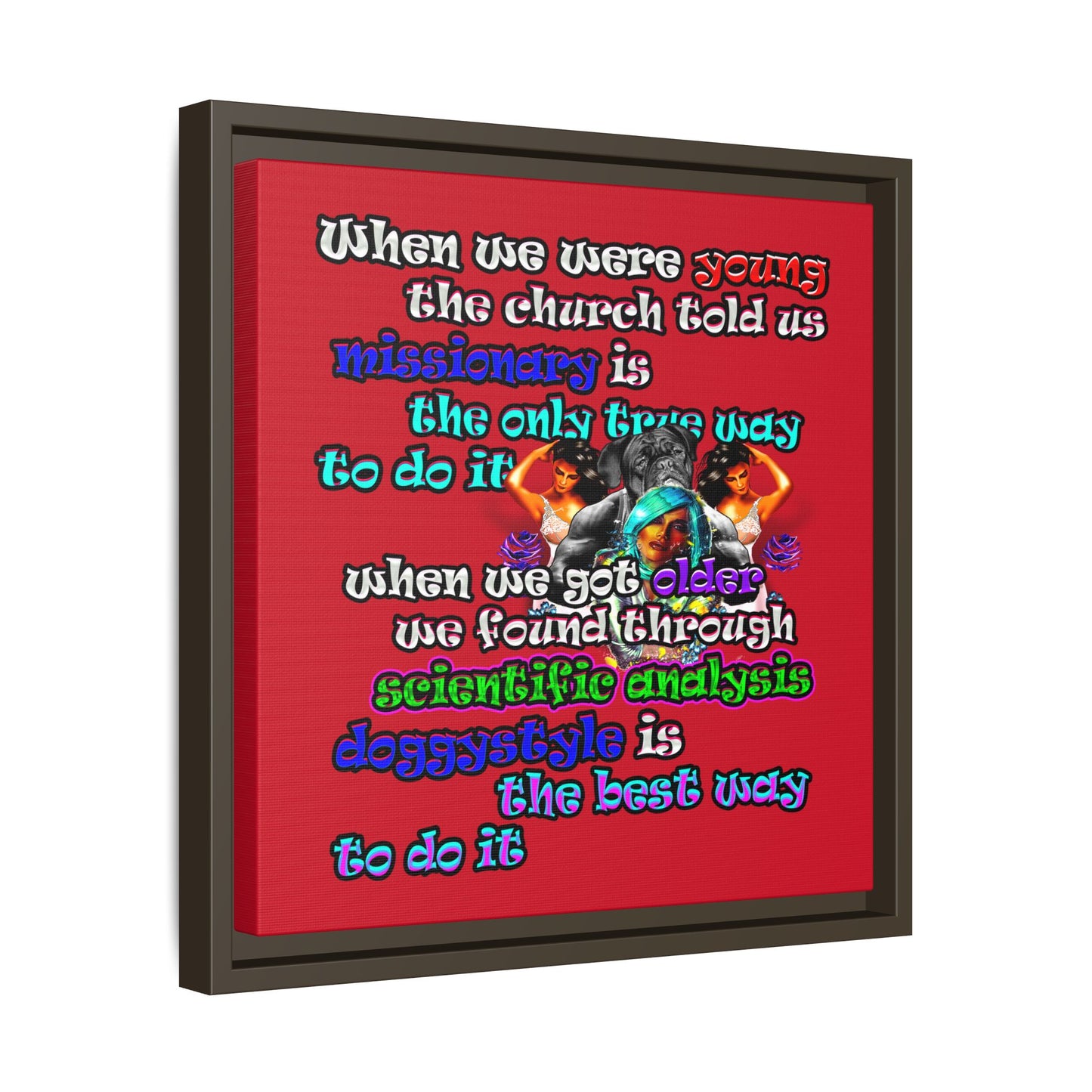 doggystyle - framed canvas art (dark red)