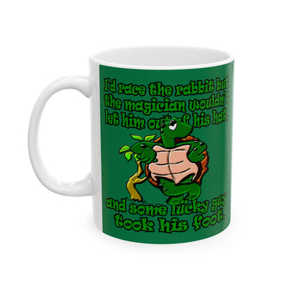 turtle race - White Mug (dark green)