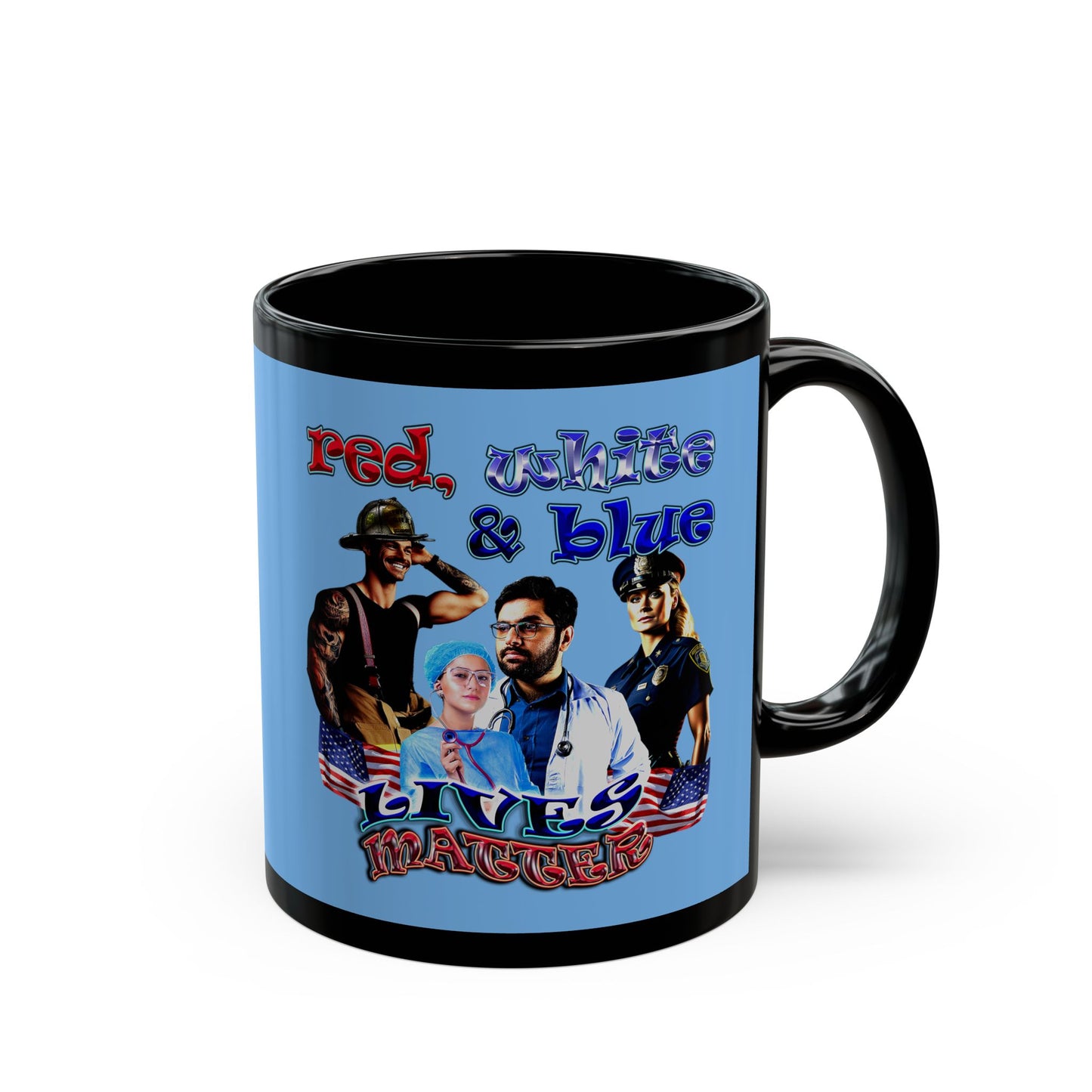 rw&b lives matter - Black Mug (light blue)