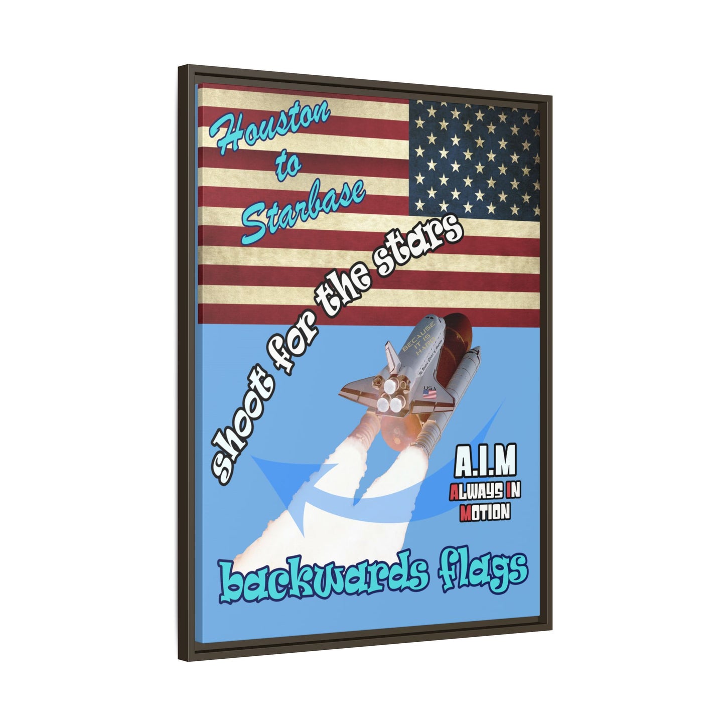 shoot for the stars - framed canvas art (light blue)