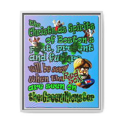 christmas spirits of boston - framed canvas art (light blue-purple wave)