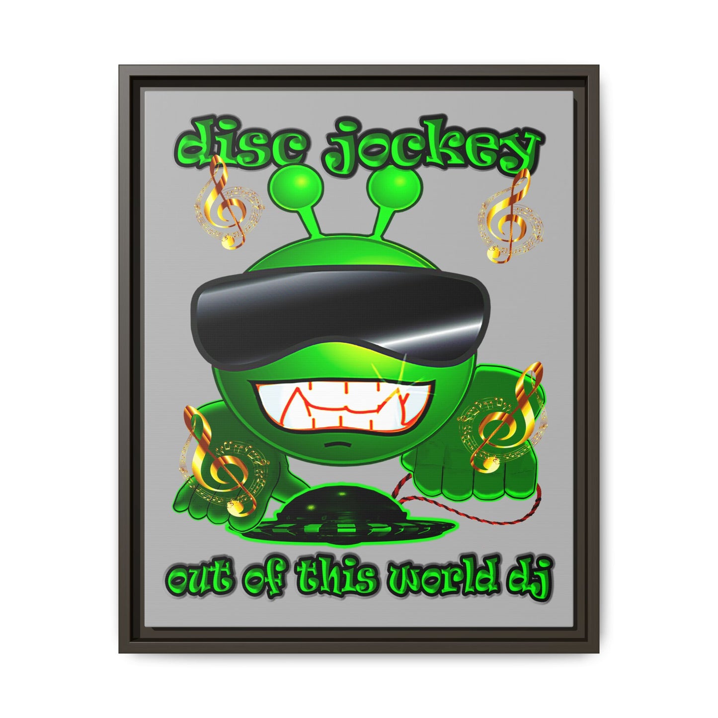 disc jockey - framed canvas art (light grey)