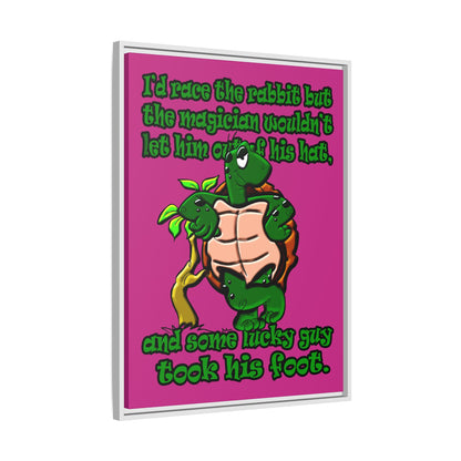 turtle race - framed canvas art (pink)