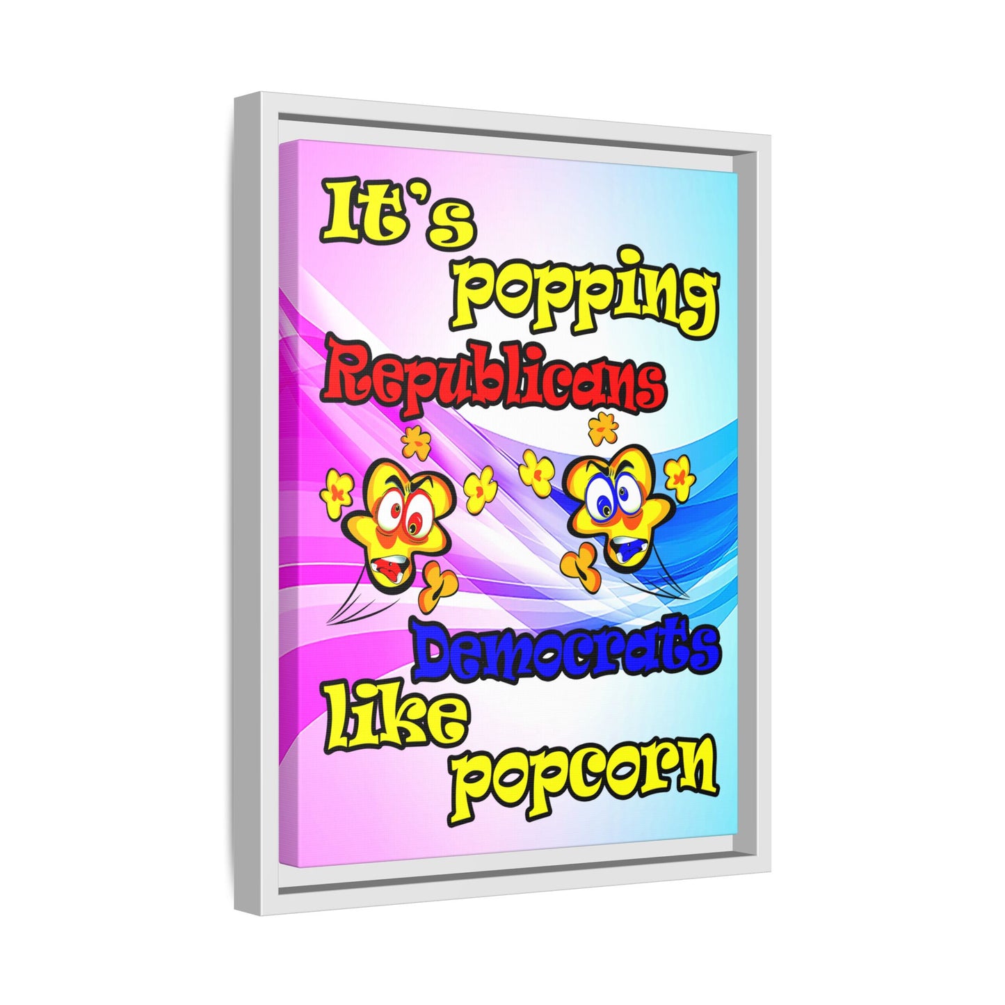 popping like popcorn - framed canvas art (light blue-pink wave)